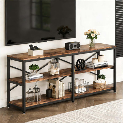 Console rustique de style campagnard avec rangement multifonctionnel à 3 niveaux