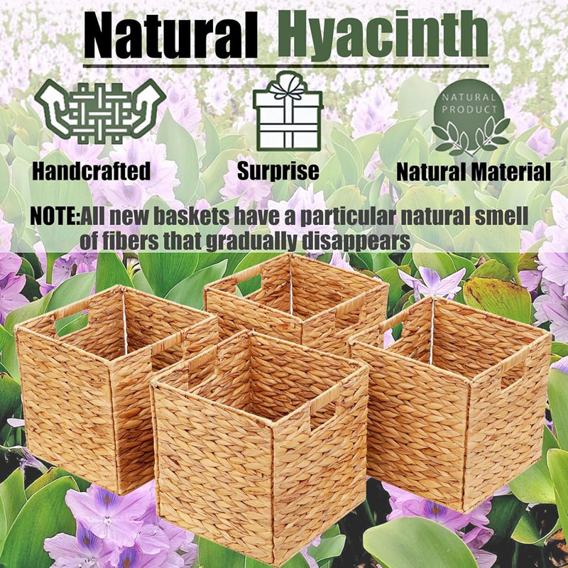 Rangement pliable pour la lessive et le cube en jacinthe d'eau tissé à la main