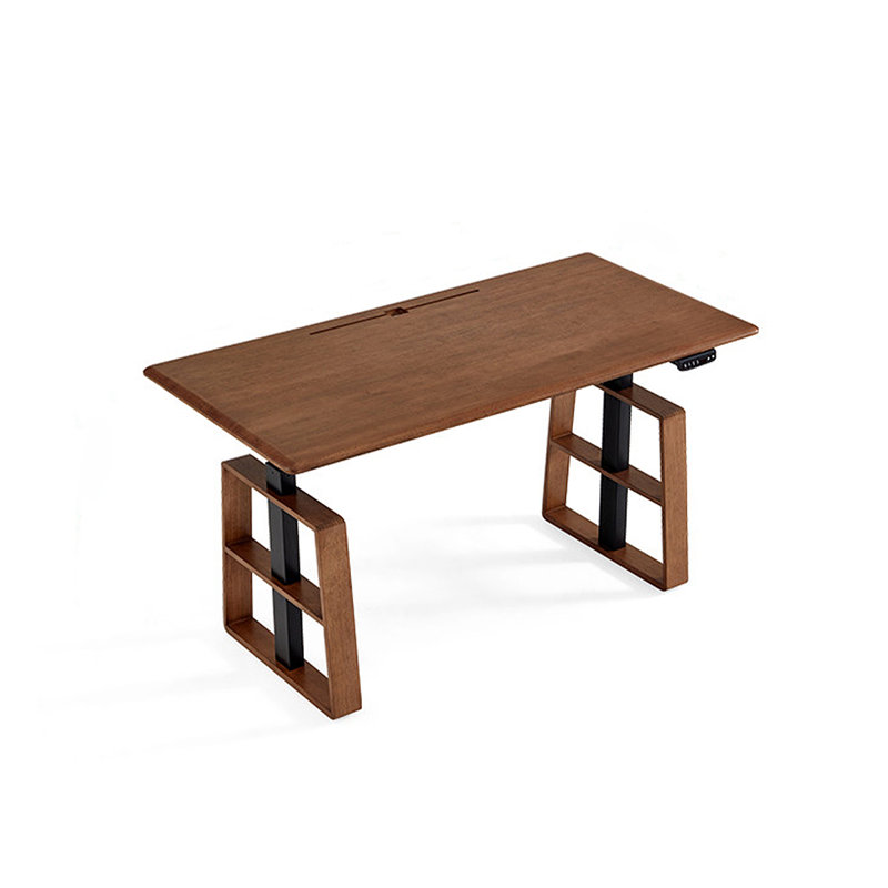 Walnut Rectangular Hight adjustable Solid wood Desks, 29.92" H x 62.99" W x 31.5" D