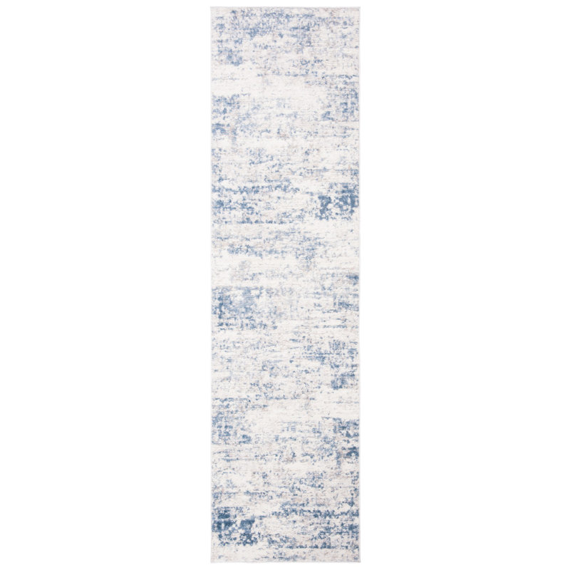 Tapis abstrait Grandview 700 Performance, Tapis de couloir 2 pi 2 po x 10 pi, Light Blue/Ivory