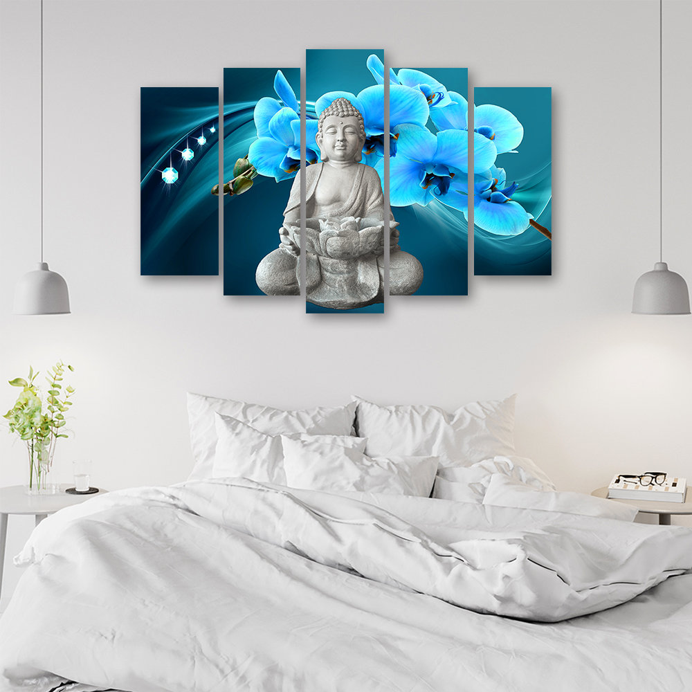 Leinwandbild Buddha Zen Orchid Turquoise