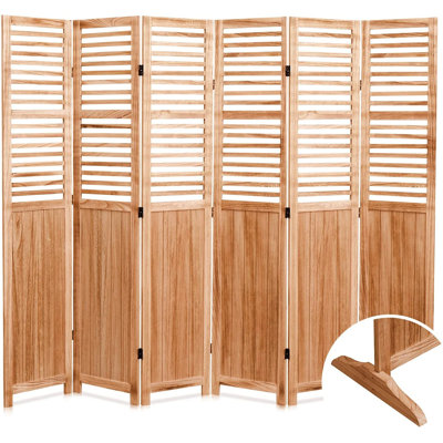 6 Folding Solid Wood Room Divider, 82.8'' W X 65'' H, Natural Color Choice H With Hinges