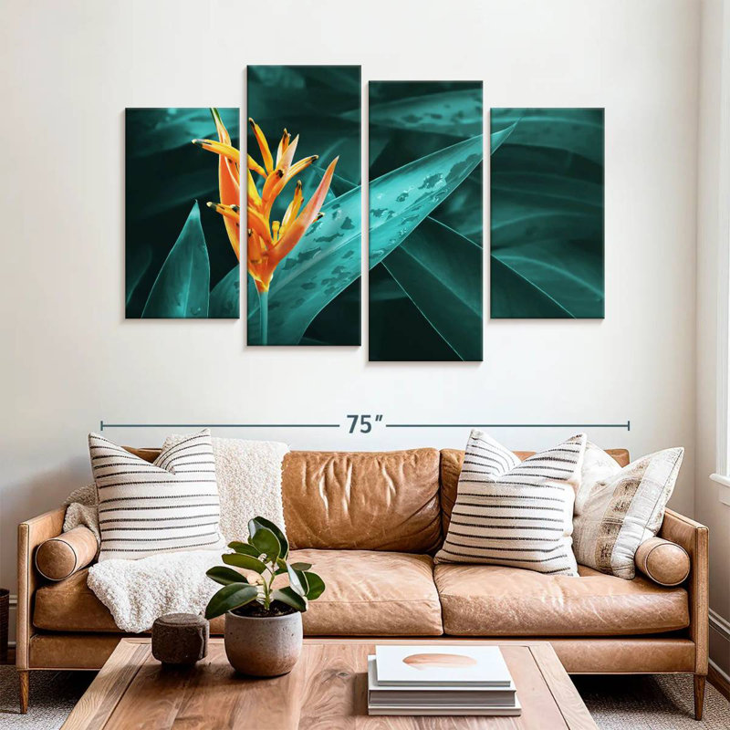 Harnek Orange Heliconia, 42" H x 68" W