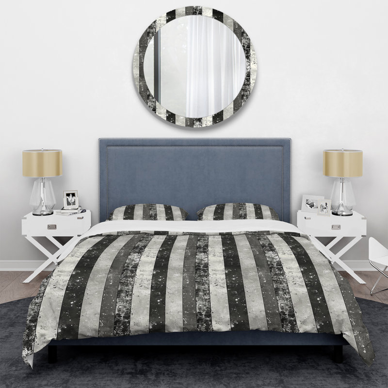Ensemble de housse de couette Sparkling Grey Stripes - Glam, Housse de couette simple + 2 taies décoratives st