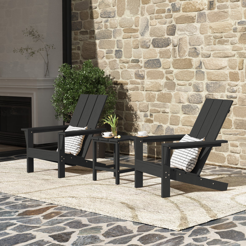 Godin All-Weather HDPE Adirondack Chair with Table, Black