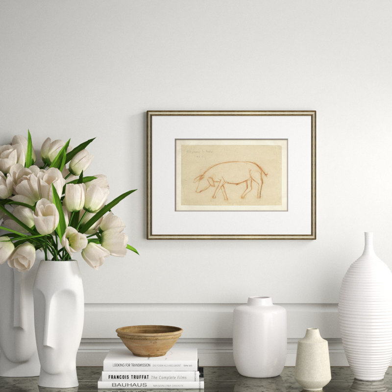 At The Zoo Sketch Series - Sepia Pig Giclee Print