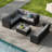 Luxury 8-person Pe Rattan Patio Sofa Set With Multifunctional Ottoman And Weather-resistant Cushions