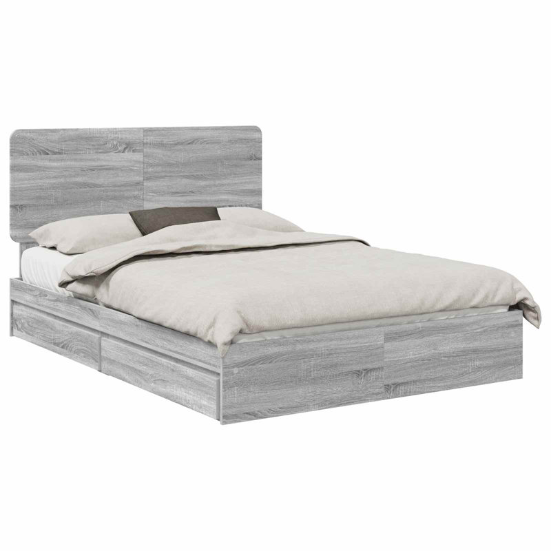 Bed Frame, European Kingsize (160 x 200 cm), Grey Sonoma