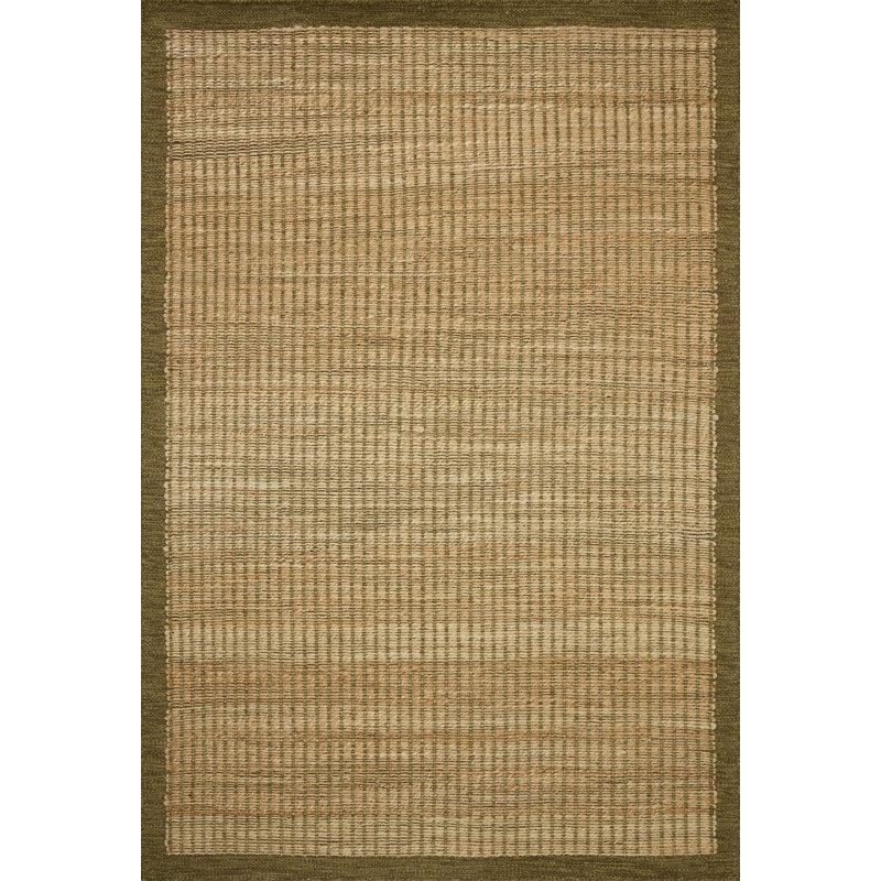 Amber Lewis x Loloi Lilah Natural / Olive Area Rug, Square 1'6"