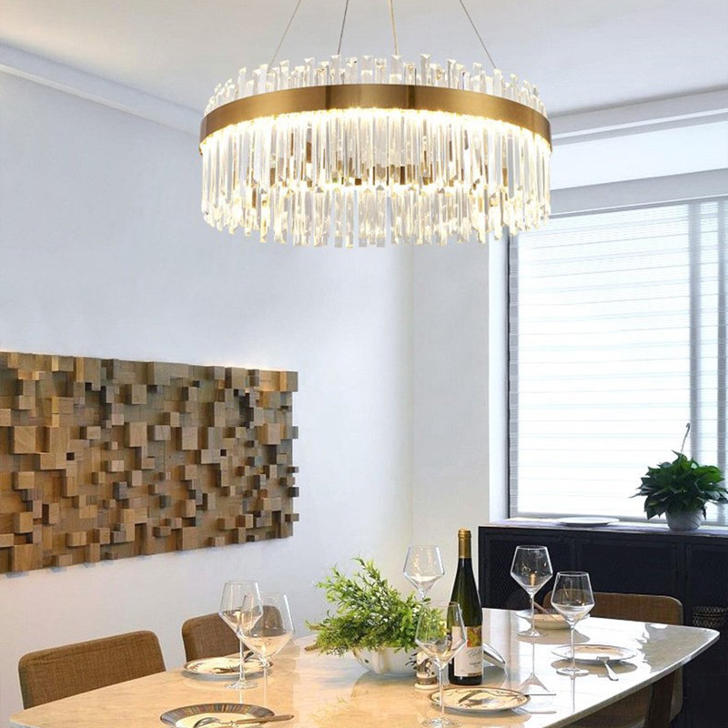 Beibut 1 - Luxury Modern Gold Crystal Round Chandelier - LED Flush Mount Ceiling Light Fixture for Living Room, Dining Room, Foyer, Bar, and Club