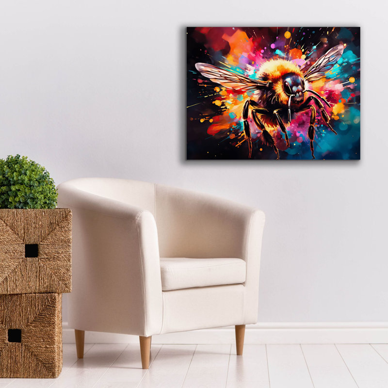 «Bee Paint» par Momart, art mural sur toile, 54 po x 40 po, H 26 po x l 34 po x P 1,5 po