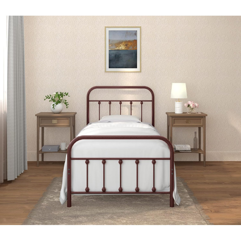 Ernestin Metal Open-Frame Bed, Twin, Brown