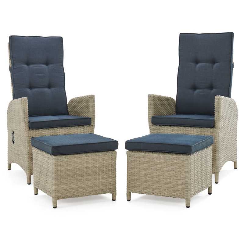Premium All-Weather Wicker Outdoor Lounge Chair with Ottoman