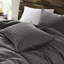 3 pièces pour couette double / grand, lavé à la gaufre, 100% coton, confort naturel, texture unique, surdimensionné, housse, douceur vivante, charme rétro, attaches, sommeil toutes saisons, gris anthracite délavé-118919981