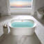 Baignoire de trempage incurvée en acrylique autoportante 59 po. X 29,52 po.-89090729-100481067