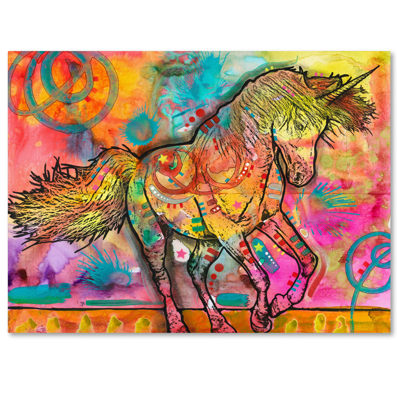 « licorne », impression, H 14 po x l 19 po x p 2 po, Sans mat, Toile tendue