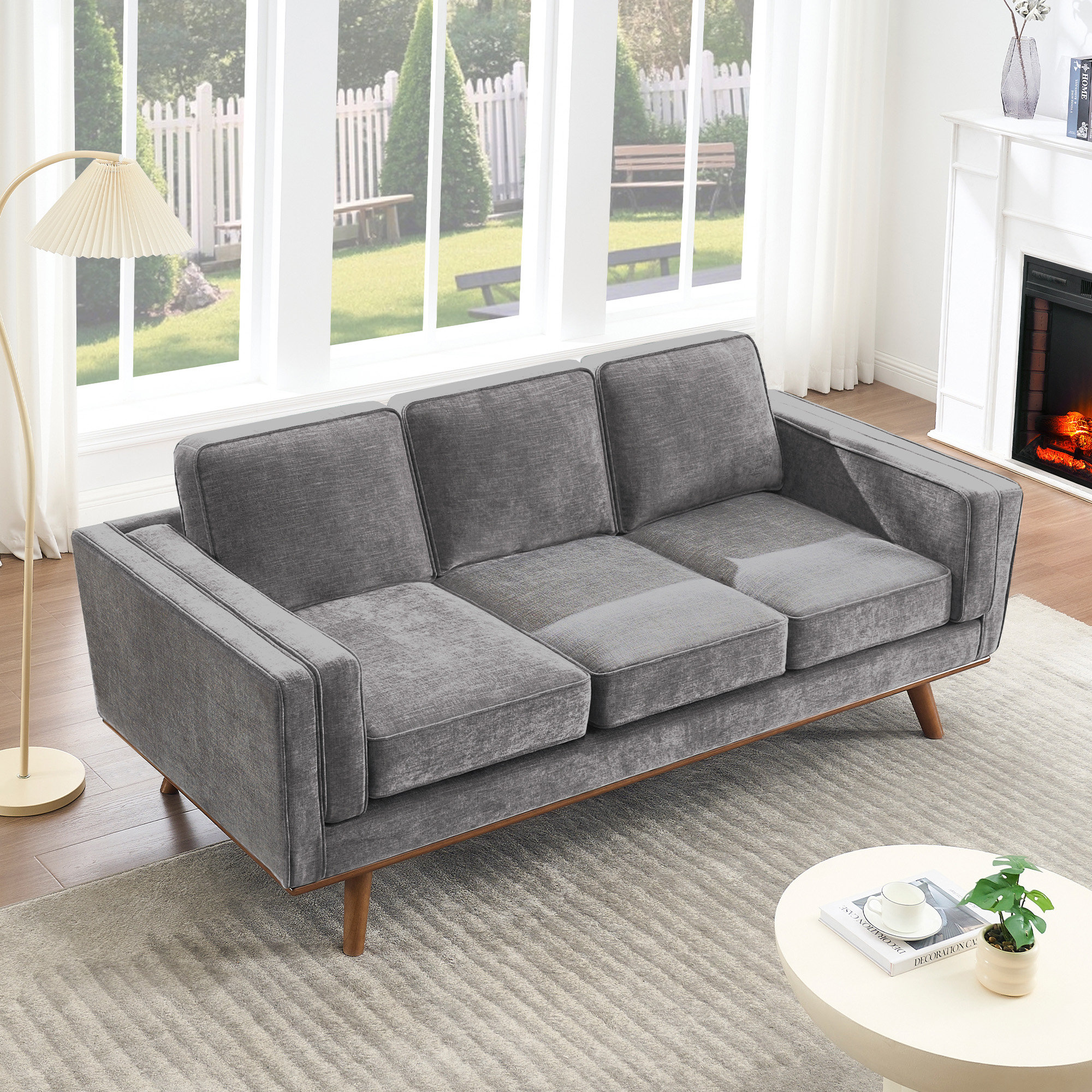 Estes 89.76'' Square Arm Sofa, Gray