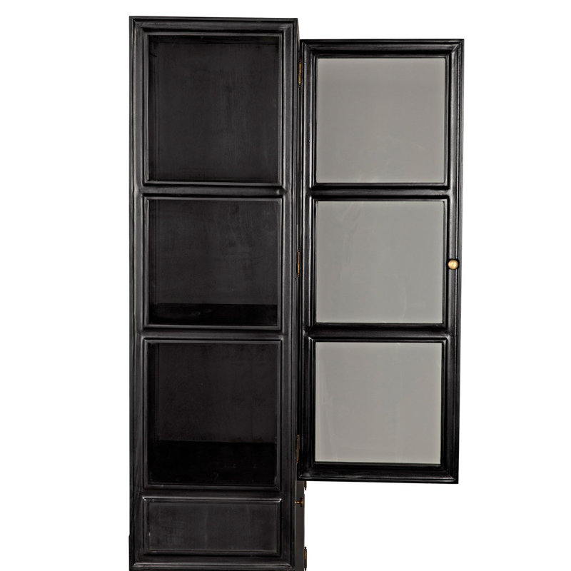 Colonial Solid Wood China Cabinet, Hand Rubbed Black