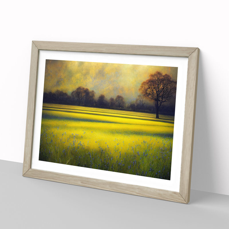 Luscious Bluebell Field 1 Piece Single Picture Frame Wall Art, 46cm H x 64cm W, Grey