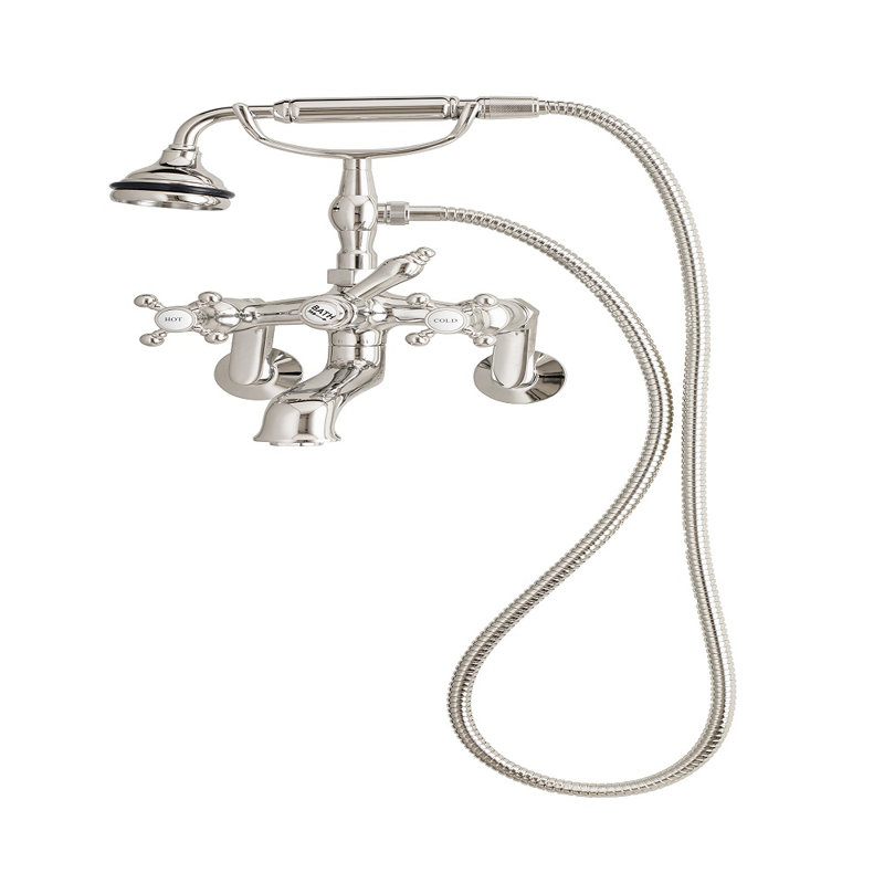 2 Handle Bathroom Clawfoot Tub Faucet with Diverter, Polished Nickel
