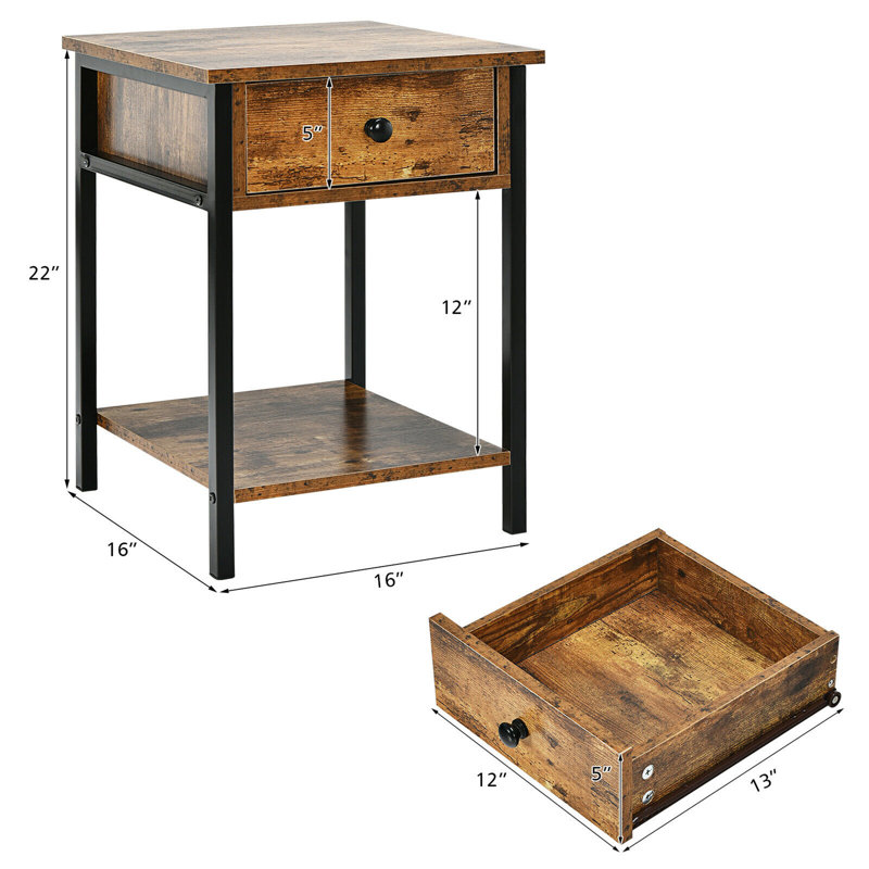 Table de chevet 17 Stories, Brun rustique