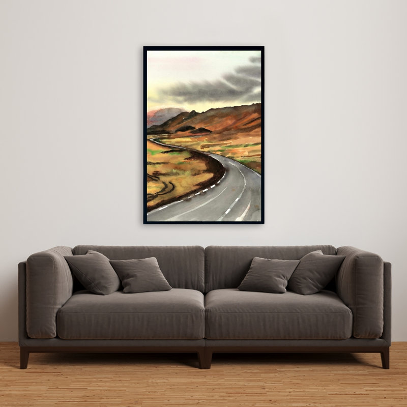 Sur la route en Islande - Art contemporain sur toile encadrée