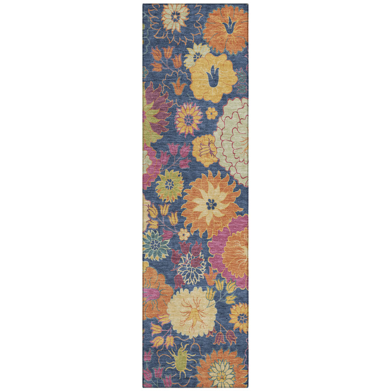 Machine Washable Indoor/Outdoor Matteson ACN2293 Floral Rug, Runner 2'3" x 7'6"