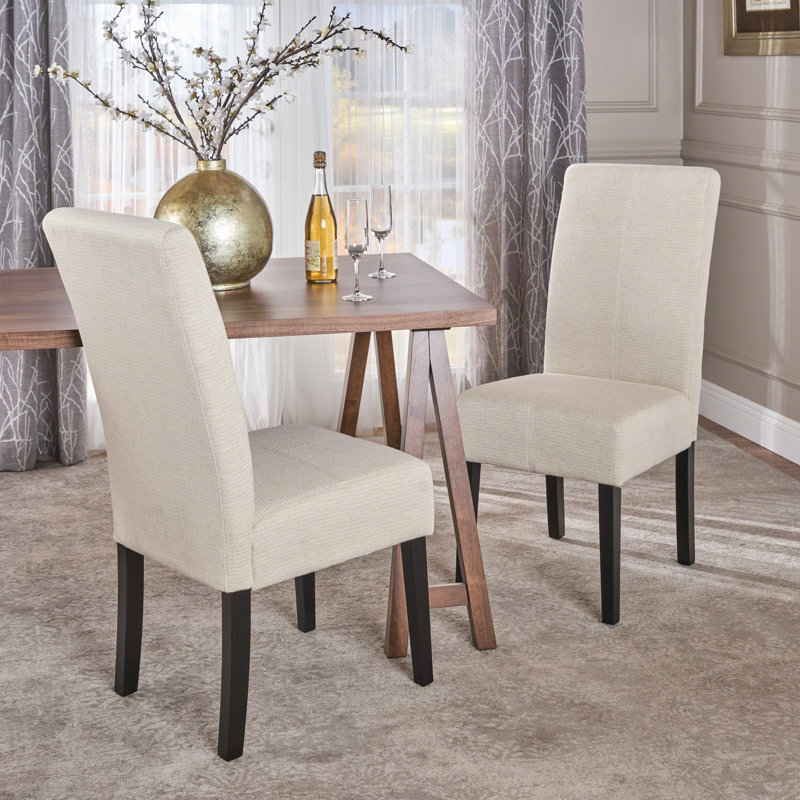 2 chaises de salle à manger beige 2 pièces - contemporain, rembourré, avec structure solide