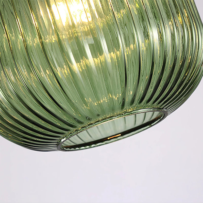 Luminaire suspendu en verre Ribber, Vert