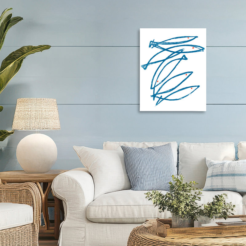 Minimalist Fish Outline Canvas, design by Lil' Rue, 20" H x 16" W