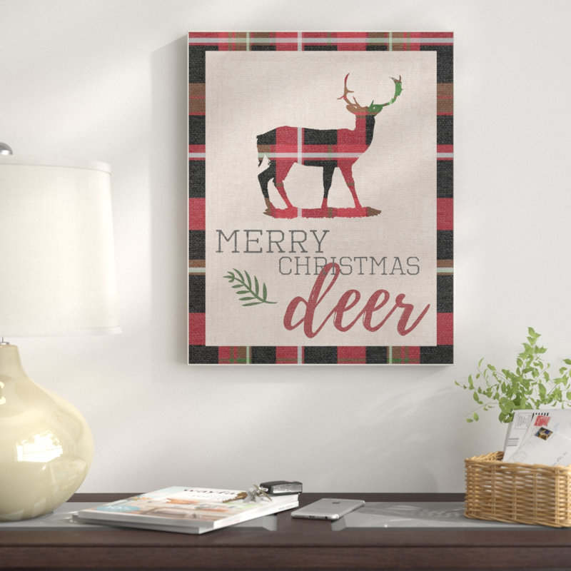 «Merry Christmas Deer» par Daphne Polselli - impression d'art textuel, H 40 po x l 30 po x 1,5 po, Toile tendue