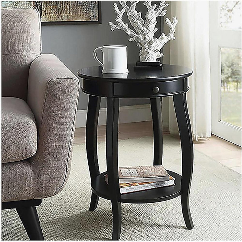 Black End Table with 1-Drawer