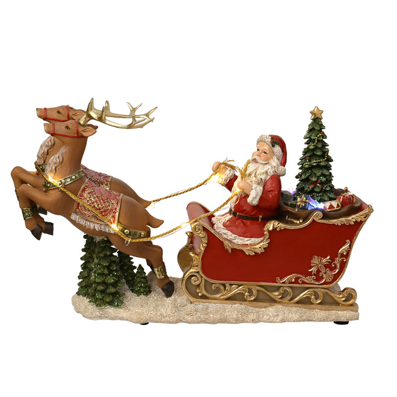 Regal Tidings Santa's LED Sleigh with Reindeer
