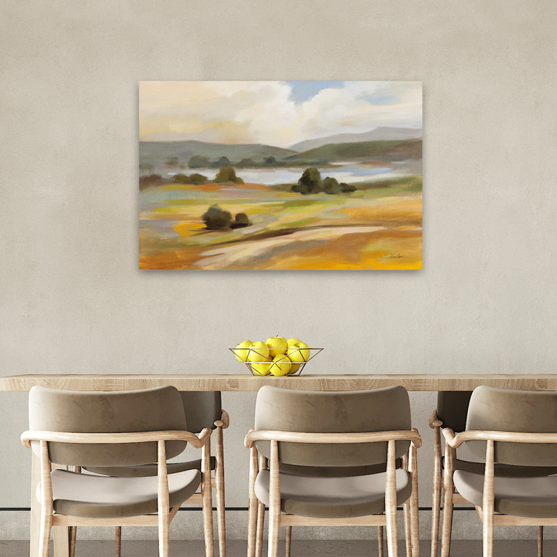Paysage tranquille - champs de nuages bleu-brun, H 36 po x l 24 po