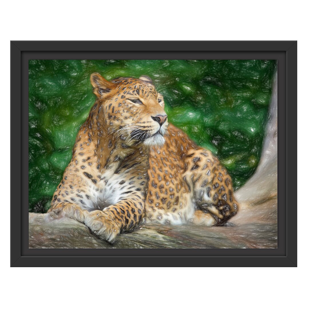 Gerahmtes Wandbild Leopard in der Natur