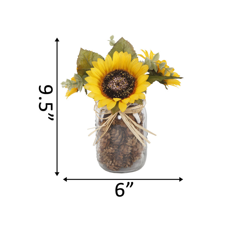 Arrangement floral tournesols en pot, Jaune