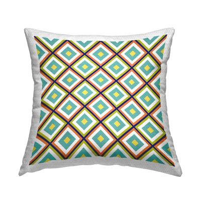 Fun Blue Geometric Pattern Outdoor Printed Pillow by Irena Orlov