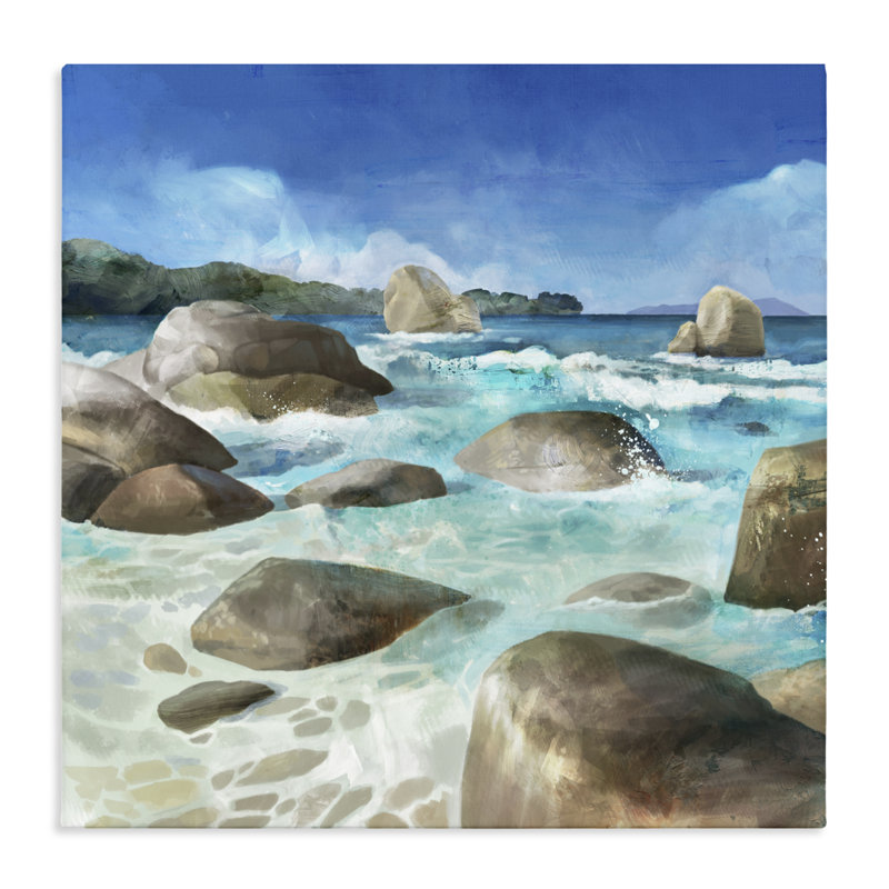 Roches à marée basse sur toile de rivage, design par Mauro Devereaux, H 17 po x l 17 po
