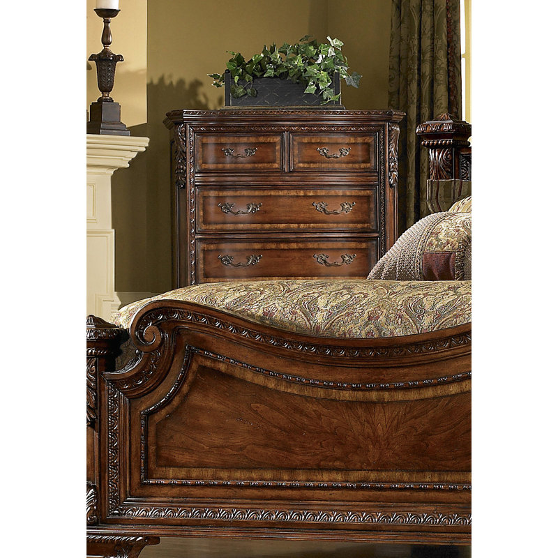 Traditional Brown 6-Drawer Dresser with Felt Lined Drawer