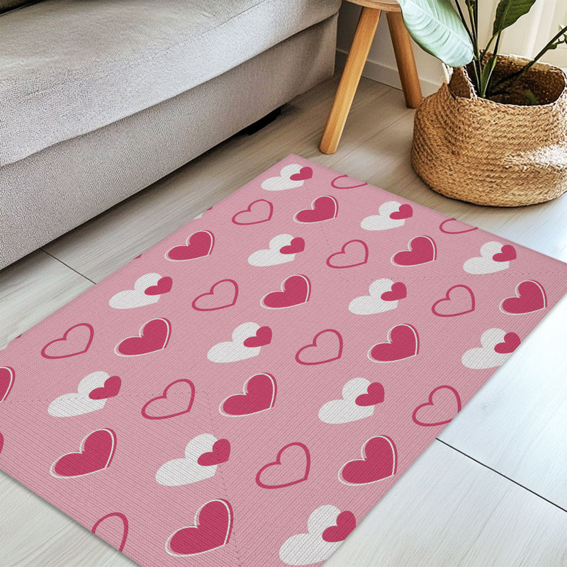 Tapis tressé Sweet Love Heart Designs, Rectangulaire 3 pi x 5 pi