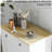 HOMCOM Sideboard with Solid Wood Countertop, Modern Kitchen Storage Cabinet, Coffee Bar Cabinet with 2 Drawers, Doors and Adjustable Shelf, Distressed White