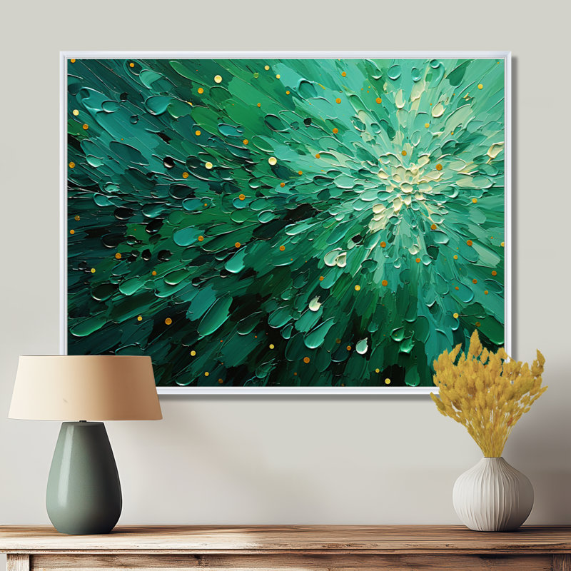 Décoration murale Emerald Euphoria II - Paysages abstraits, Reproduction avec cadre flottant, H 34 po x l 44 po, Blanc