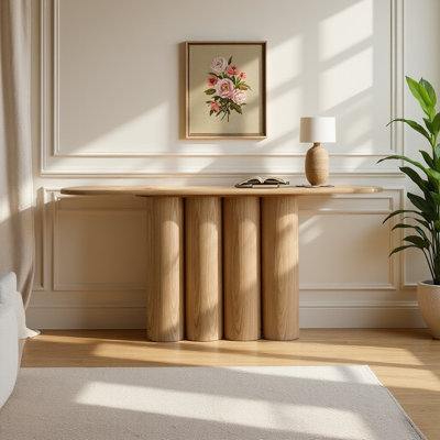 Console moderne de 67 po avec pieds cylindriques et rangement pour le salon