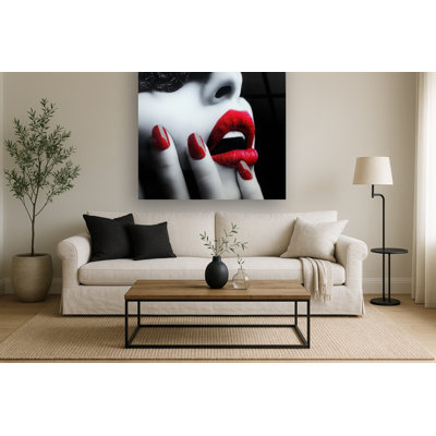 Luscious Lace Lips Frameless Tempered Glass Wall Art - 50" x 50"
