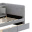 Lit de jour rembourré avec tiroirs, tablettes, armoires rabattables et table d'appoint-726204788