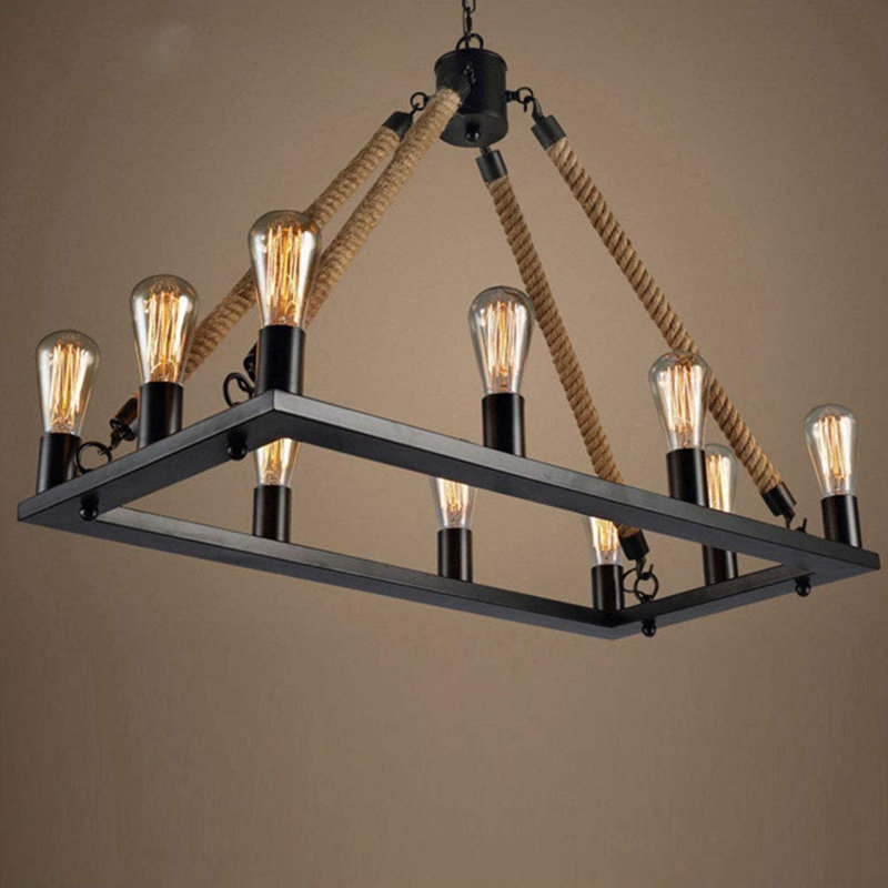 Basey 10-Light Matte Black Kitchen Island Pendant