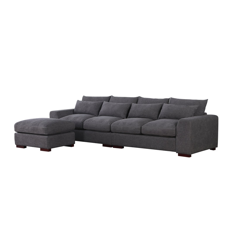 Forbestown Upholstered 123.24'' Sofa, Dark Gray Linen Bend