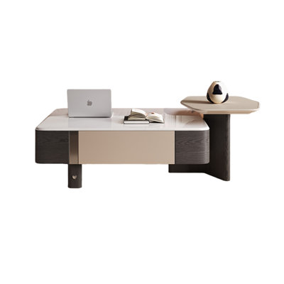 Wood Coffee Table Set with Microcrystalline Stone