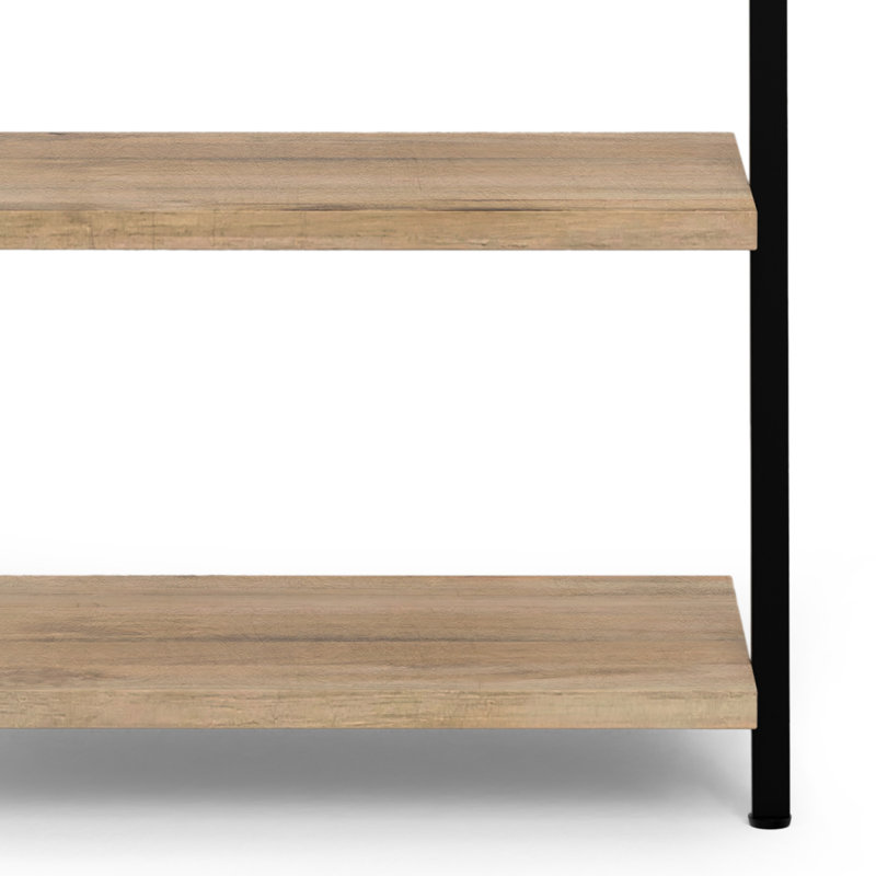 Trent Natural Mango Wood and Black Metal Ladder Shelf