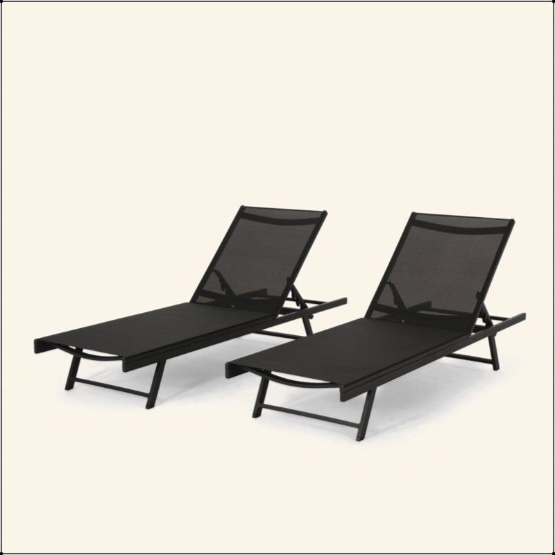Chaise longue d'extérieur polyvalente pour une détente et un style ultimes, 2 pièces, 2, Noir
